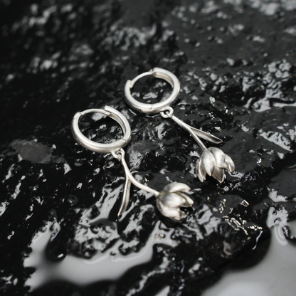 Botanical Bud Earrings, Minimalist Floral Drop Earrings, Nature Inspired Symbol of Growth and Quiet Emotion
