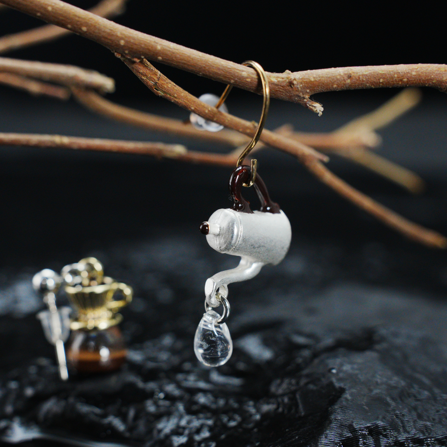 Coffee Kettle & Dripper Earrings | Asymmetrical Cafe-Inspired Studs | Whimsical Jewelry for Coffee Lovers