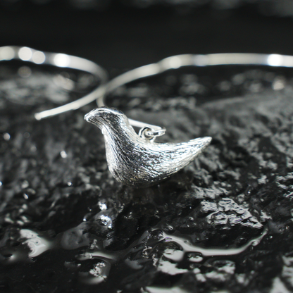 Bird Hoop Earrings – Minimalist Design with Delicate Bird Charm, Symbol of Peace and Inner Voice