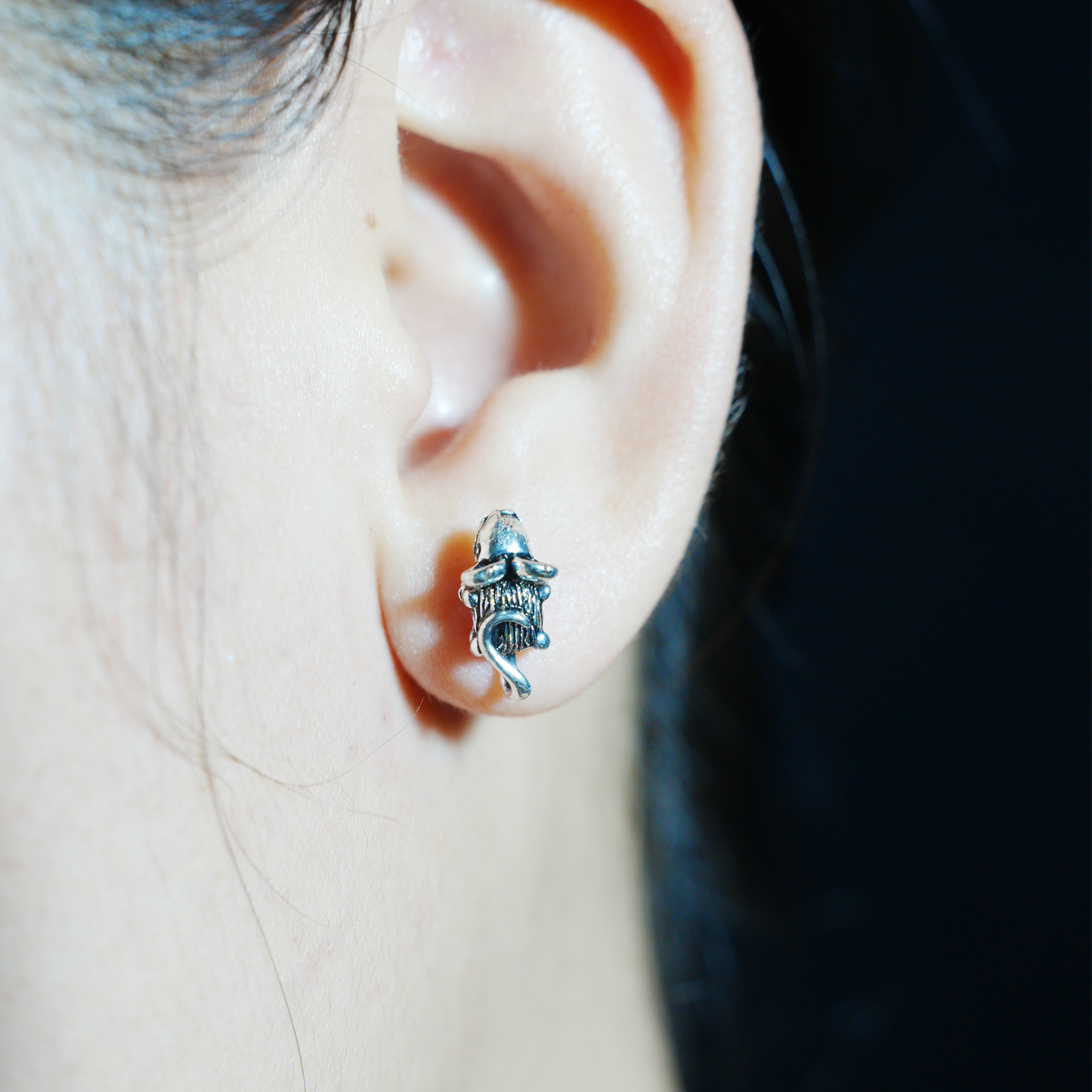 Whimsical Mouse Stud Earring | Animal Totem Jewelry | Vintage-Inspired Accessory