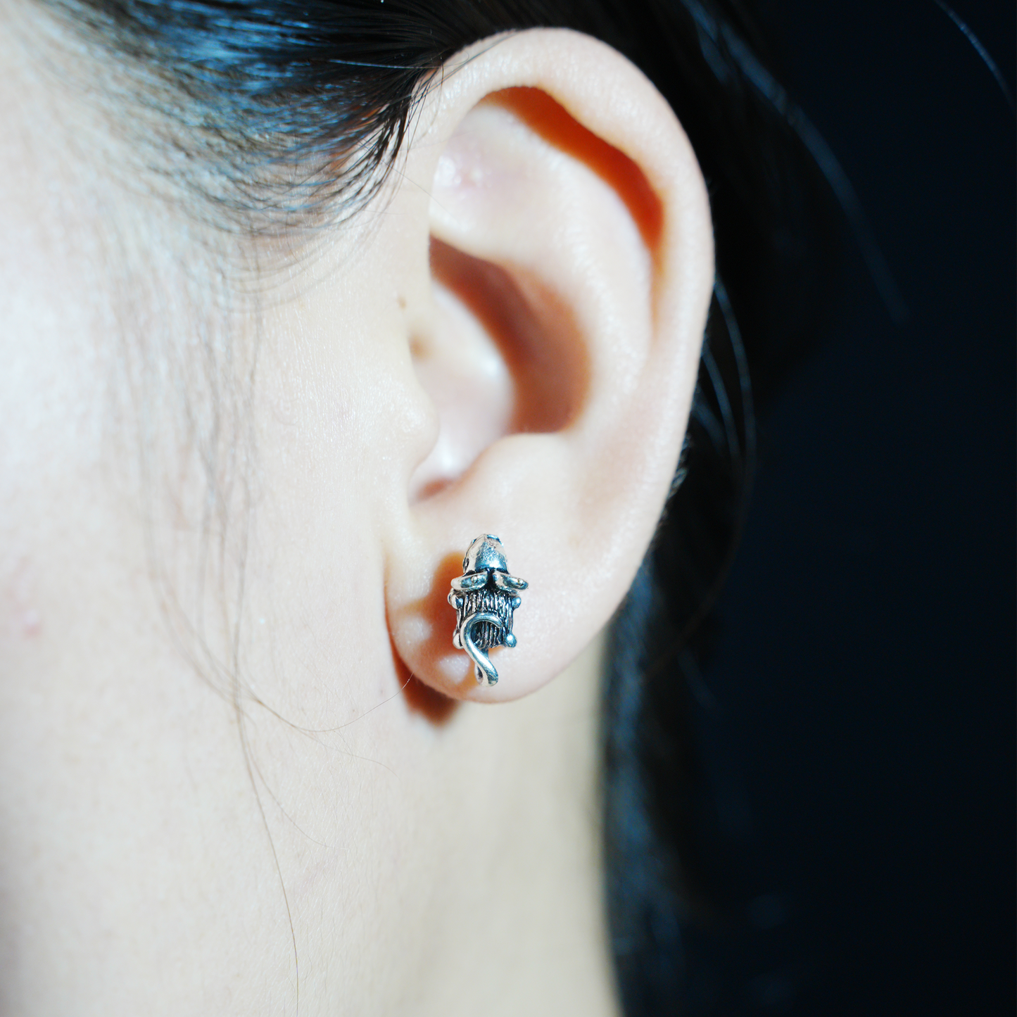Whimsical Mouse Stud Earring | Animal Totem Jewelry | Vintage-Inspired Accessory