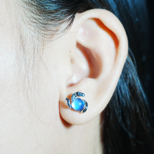 Mystic Serpent & Orb Earrings, Coiled Snake Design for Spiritual Souls and Unique Gifts