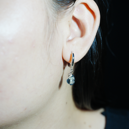 Blue Crystal Cat Earrings | Cute Cat Drop Studs | Whimsical Animal Jewelry Gift for Cat Lovers