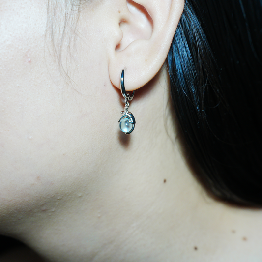 Blue Crystal Cat Earrings | Cute Cat Drop Studs | Whimsical Animal Jewelry Gift for Cat Lovers