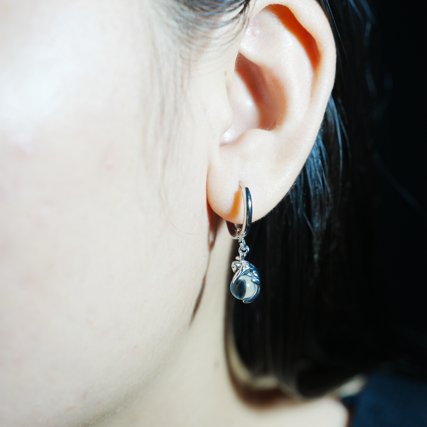 Blue Crystal Cat Earrings | Cute Cat Drop Studs | Whimsical Animal Jewelry Gift for Cat Lovers