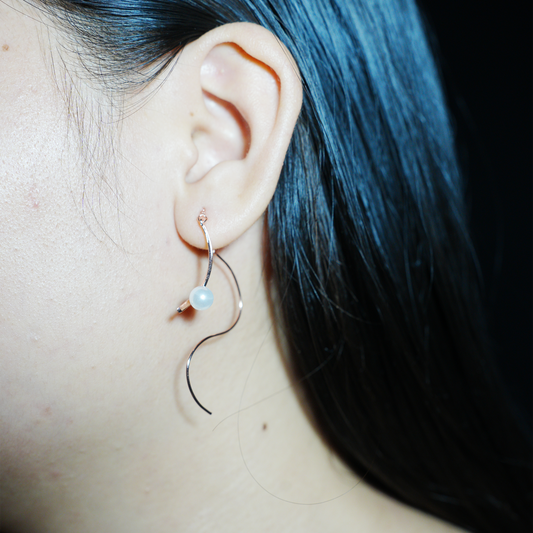 Minimalist Pearl Threader Earrings, Elegant Dangle Design, Delicate Gift for Women