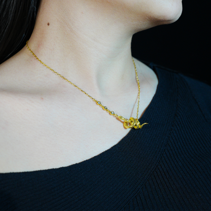 Gold Snake Pendant Necklace | Mystical Serpent Design | Amulet Jewelry