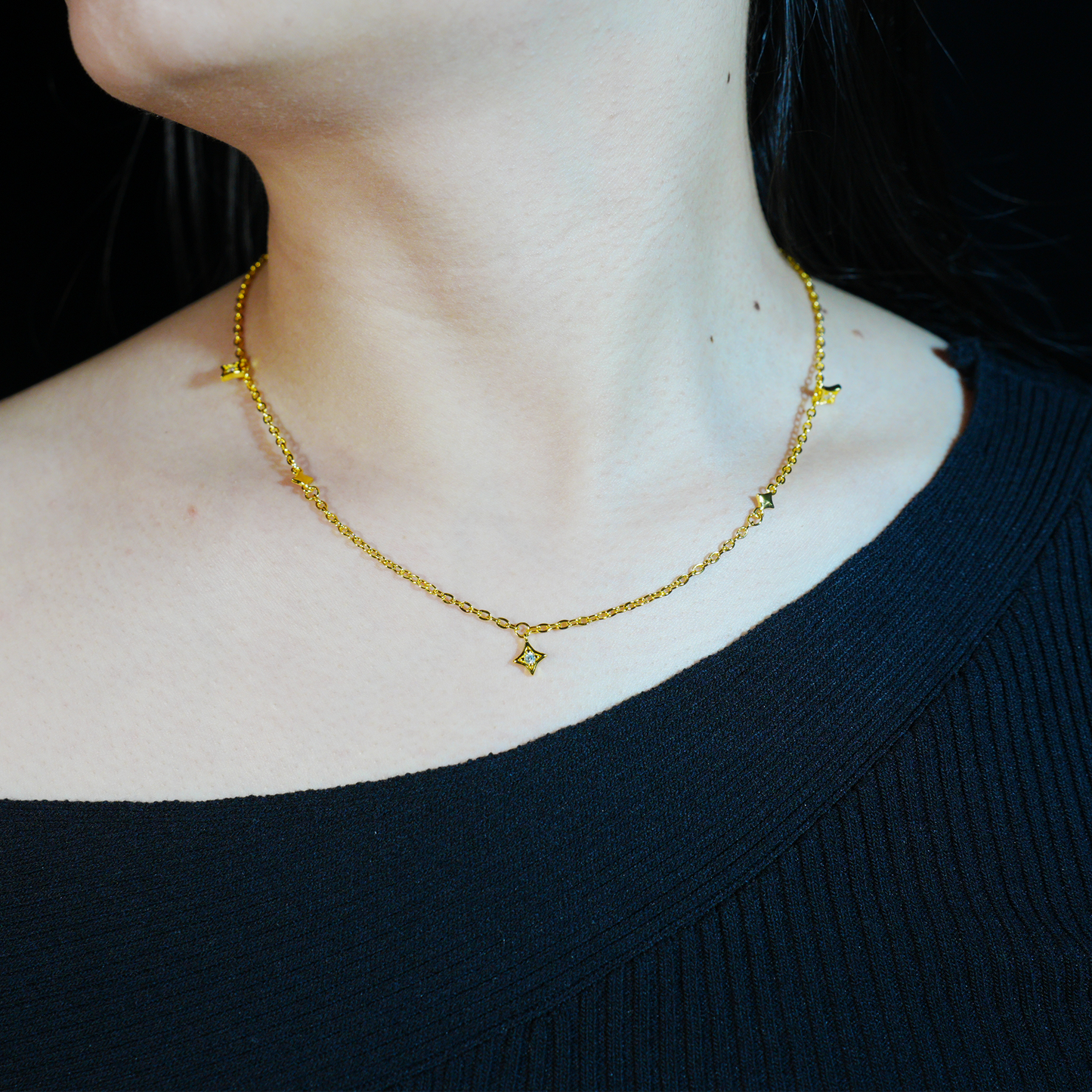 Wunschstern-Halskette, Minimalistische goldene Sternkette für Frauen, zierliches, schickes Layering-Schmuckgeschenk