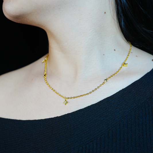 Wishing Star Necklace, Minimalist Gold Star Chain for Women, Dainty Chic Layering Jewelry Gift