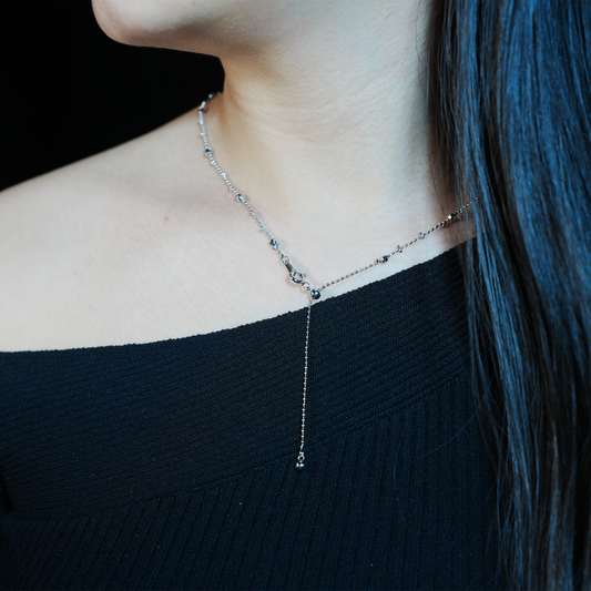 Minimalist Beaded Chain Necklace | Dainty Everyday Layering Jewelry | Sparkle Ball Choker