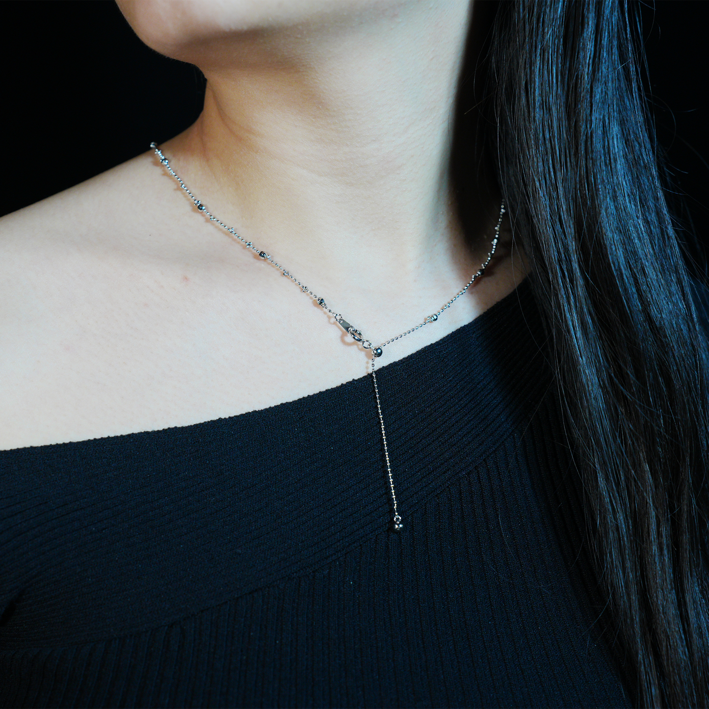 Minimalist Beaded Chain Necklace | Dainty Everyday Layering Jewelry | Sparkle Ball Choker