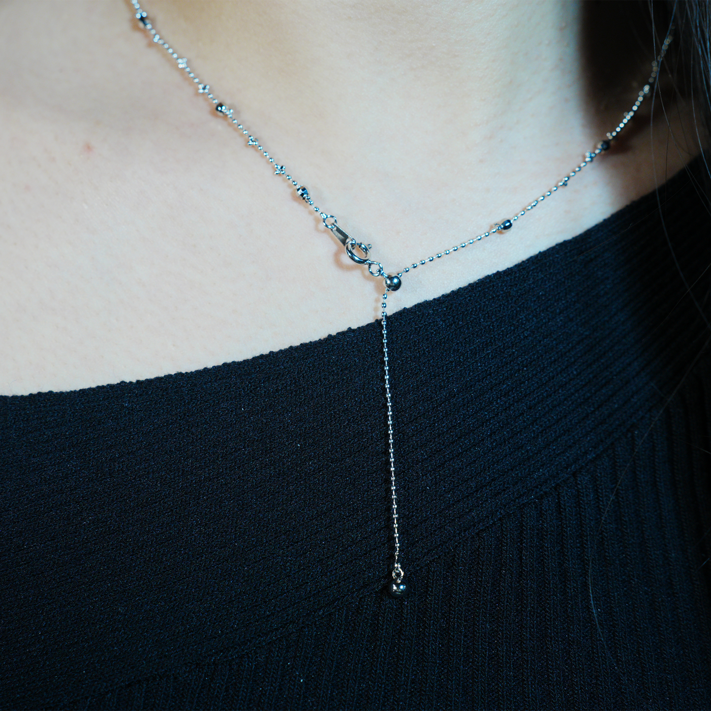 Minimalist Beaded Chain Necklace | Dainty Everyday Layering Jewelry | Sparkle Ball Choker
