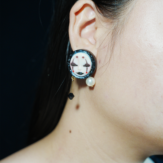 Gothic Drama Mask Earrings | Emotional Artistic Studs | Unique Gift for Her with Bold Personality
