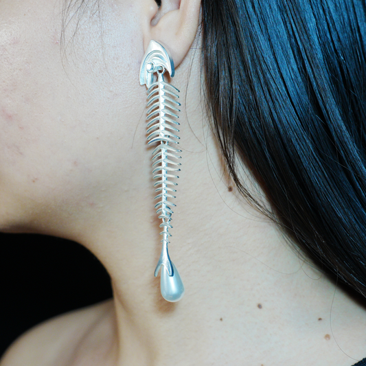 Deconstructed Fishbone Drop Earrings | Gothic Style Statement Jewelry | Bold Gift for Artistic Women Who Love Unique Design