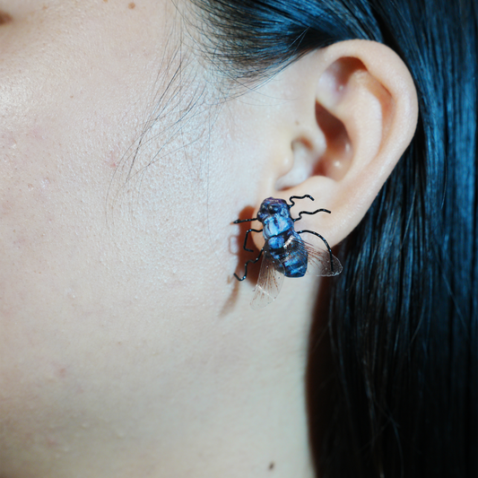 Wooden Insect Style Earrings, Artistic Design, Natural Material, Unique Jewelry