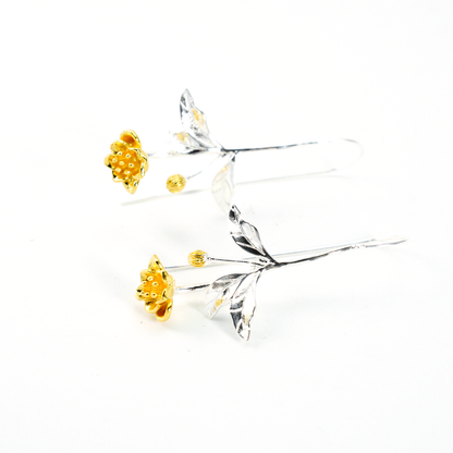 Silver Leaf Drop Earrings, Botanical Jewelry, Nature-Inspired Floral Dangle for Women