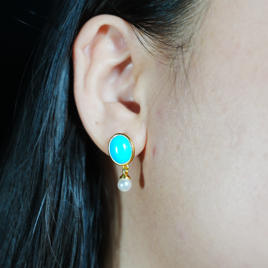 Blue Stud Earrings | Minimal Spiritual Jewelry | Vintage-Inspired Look | Elegant Everyday Design | Nature-Inspired Artistic Accessory