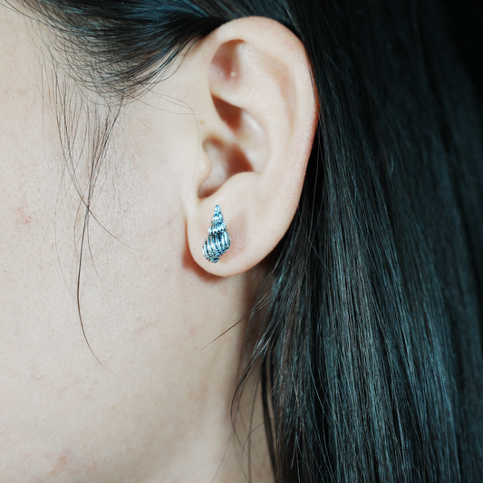 Sea Shell Stud Earrings, Asymmetric Nautical Jewelry, Minimalist Ocean-Inspired Ear Studs, Handmade Gift for Her
