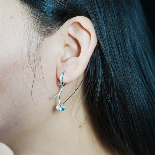 Botanical Bud Earrings, Minimalist Floral Drop Earrings, Nature Inspired Symbol of Growth and Quiet Emotion