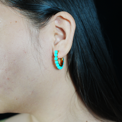 Böhmische Türkis Creolen Ethnoschmuck | Tribal Retro Style Tropfen Ohrringe