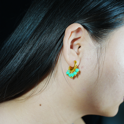Türkisfarbene Ohrringe, Natürlicher Heilschmuck, Boho-Stil, handgemachtes Geschenk für Frauen
