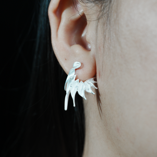 Wavy Texture Drop Earrings, Ocean Inspired Ear Jewelry for Women, Artistic Minimalist Studs, Unique Gift for Her