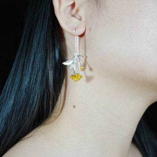 Silver Leaf Drop Earrings, Botanical Jewelry, Nature-Inspired Floral Dangle for Women