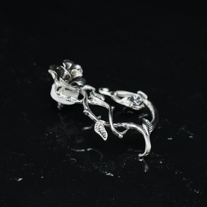 Gothic Rose Vine Earrings | Oversized Botanical Studs | Carved Flower Statement Earrings | Handmade Floral Jewelry Gift