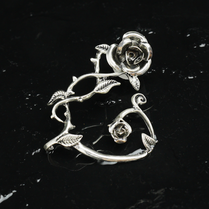 Gothic Rose Vine Earrings | Oversized Botanical Studs | Carved Flower Statement Earrings | Handmade Floral Jewelry Gift