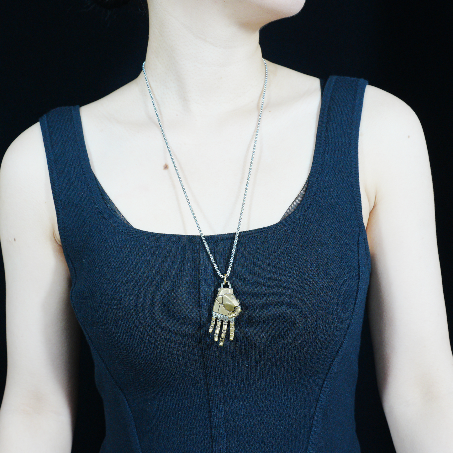 Cyberpunk Mecha Hand Pendant Necklace | Futuristic Techwear Accessory for Men and Women