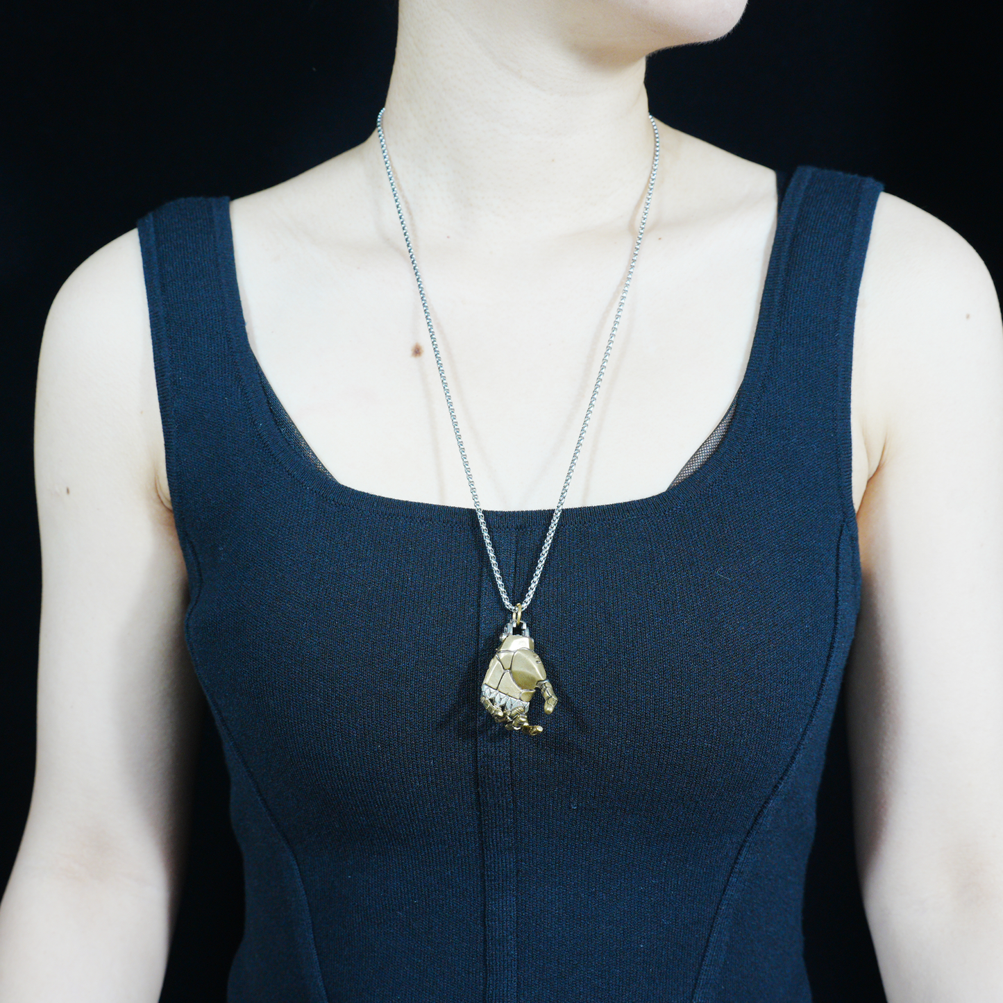 Cyberpunk Mecha Hand Pendant Necklace | Futuristic Techwear Accessory for Men and Women