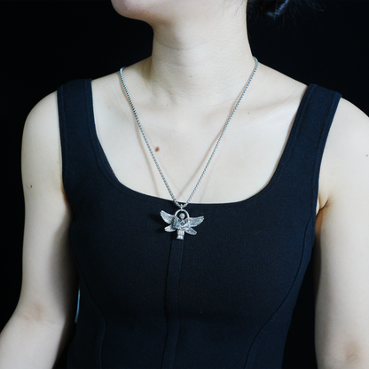 Halskette mit betenden Engel-Anhänger – Gothic-Schutzschmuck für Männer und Frauen, Engel-Anhänger mit offenen Flügeln, spirituelles Geschenk