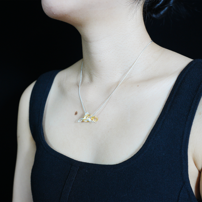 Running Deer Pendant Necklace – Dual-Tone Leaping Deer, Nature-Inspired Totem Jewelry, Fairytale Gift