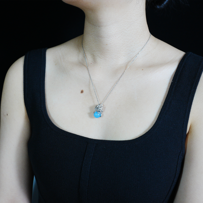Nine-Tailed Fox Pendant with Blue Gem | Mystic Guardian Necklace | Animal Totem Jewelry