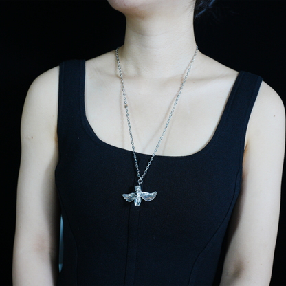 Flying Wing Goddess Pendant Necklace – Feminine Power Sculpture, Retro Style, Statement Jewelry for Women