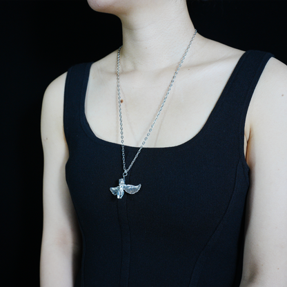 Flying Wing Goddess Pendant Necklace – Feminine Power Sculpture, Retro Style, Statement Jewelry for Women