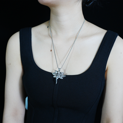 Winged Goddess Pendant | Mystical Amulet Necklace | Vintage Artistic Sculpted Charm | Handmade Statement Jewelry