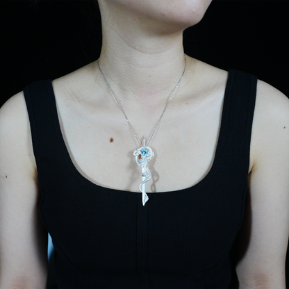 Drachenschwert-Stab-Anhänger | Fantasy-Magie-Halskette | Schmuck im gotischen Mittelalter-Stil für Cosplay und Geschenke