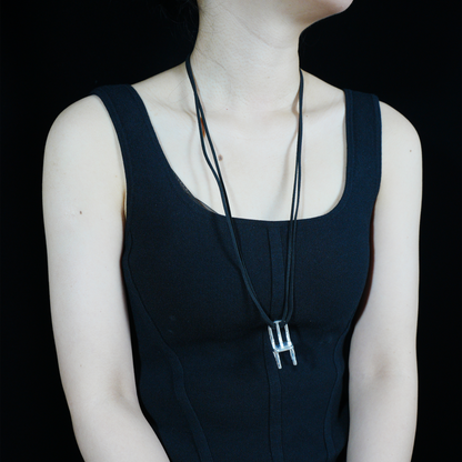 Asymmetrical Chair Pendant Necklace, Sculptural Art Jewelry, Handmade Modern Statement Piece
