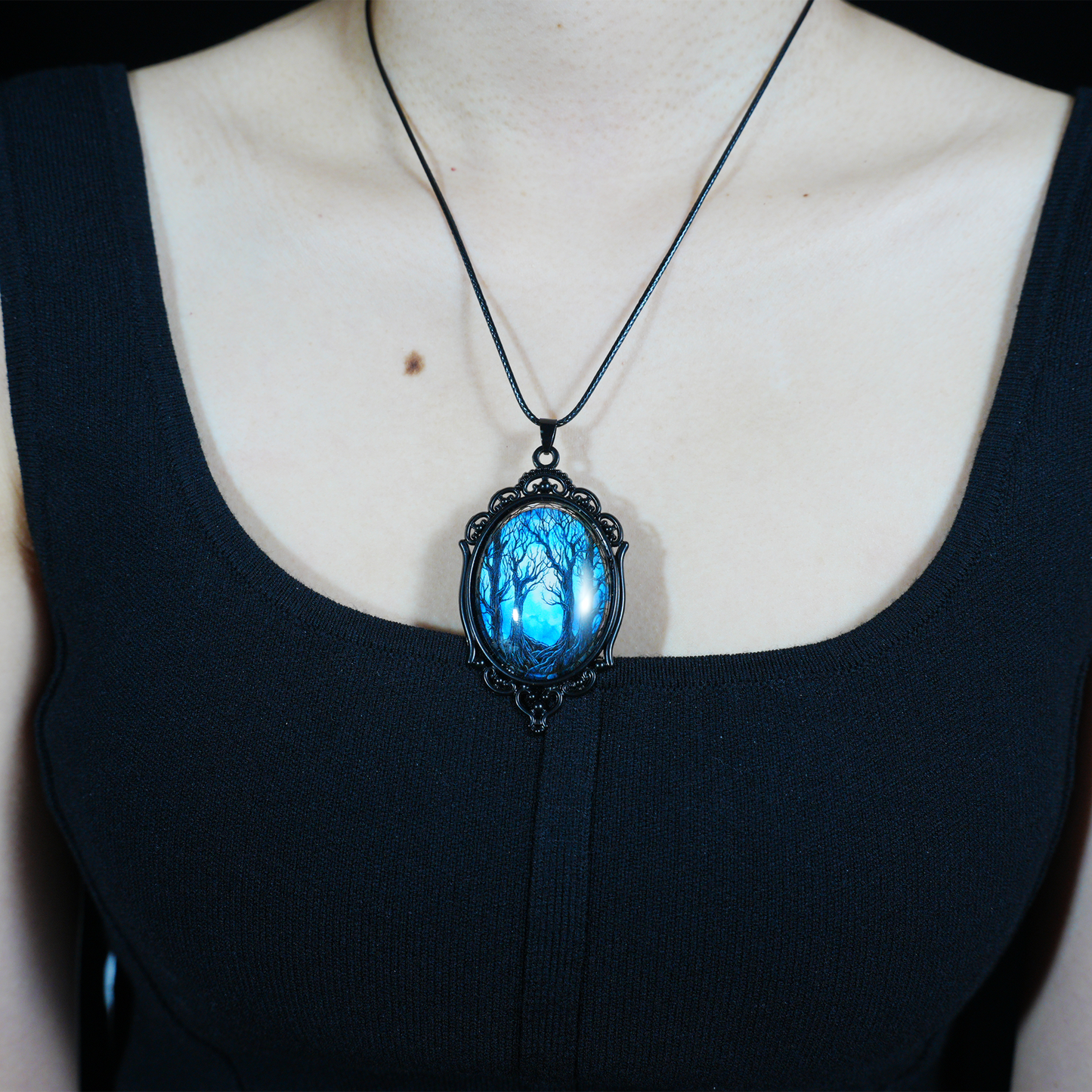 Mystic Forest Gate Pendant Necklace | Gothic Dark Art Pendant | Handmade Fantasy Statement Jewelry