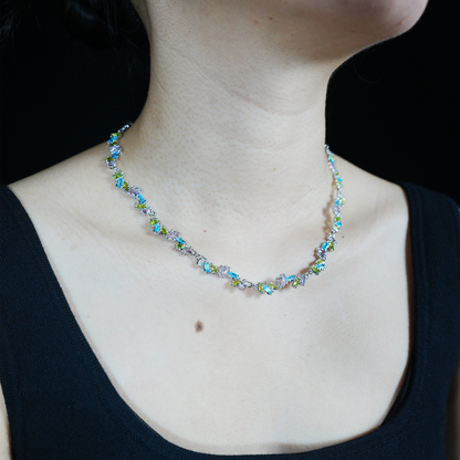 Y2K Bunte Edelstein Halskette, Macaron Pastell Candy Schmuck, Geometrischer Choker für Mädchen, Party Mode Halskette, Künstlerischer Statement Stil