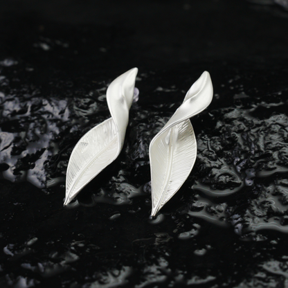 Leaf Drop Earrings, Minimalist Botanical Design Jewelry, Nature Gift for Her