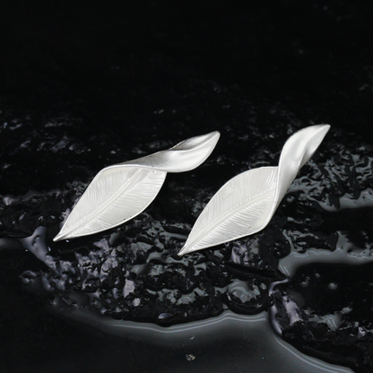 Leaf Drop Earrings, Minimalist Botanical Design Jewelry, Nature Gift for Her