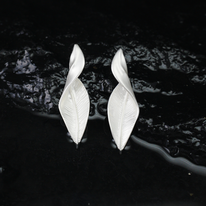 Leaf Drop Earrings, Minimalist Botanical Design Jewelry, Nature Gift for Her