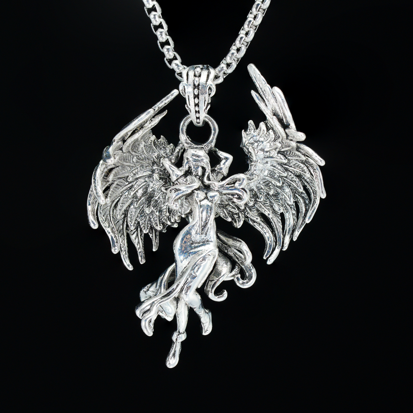 Wing Goddess Pendant, Myth-Inspired Winged Necklace, Symbol of Rebirth and Awakening, Artistic Totem Jewelry for Her, Gift Idea