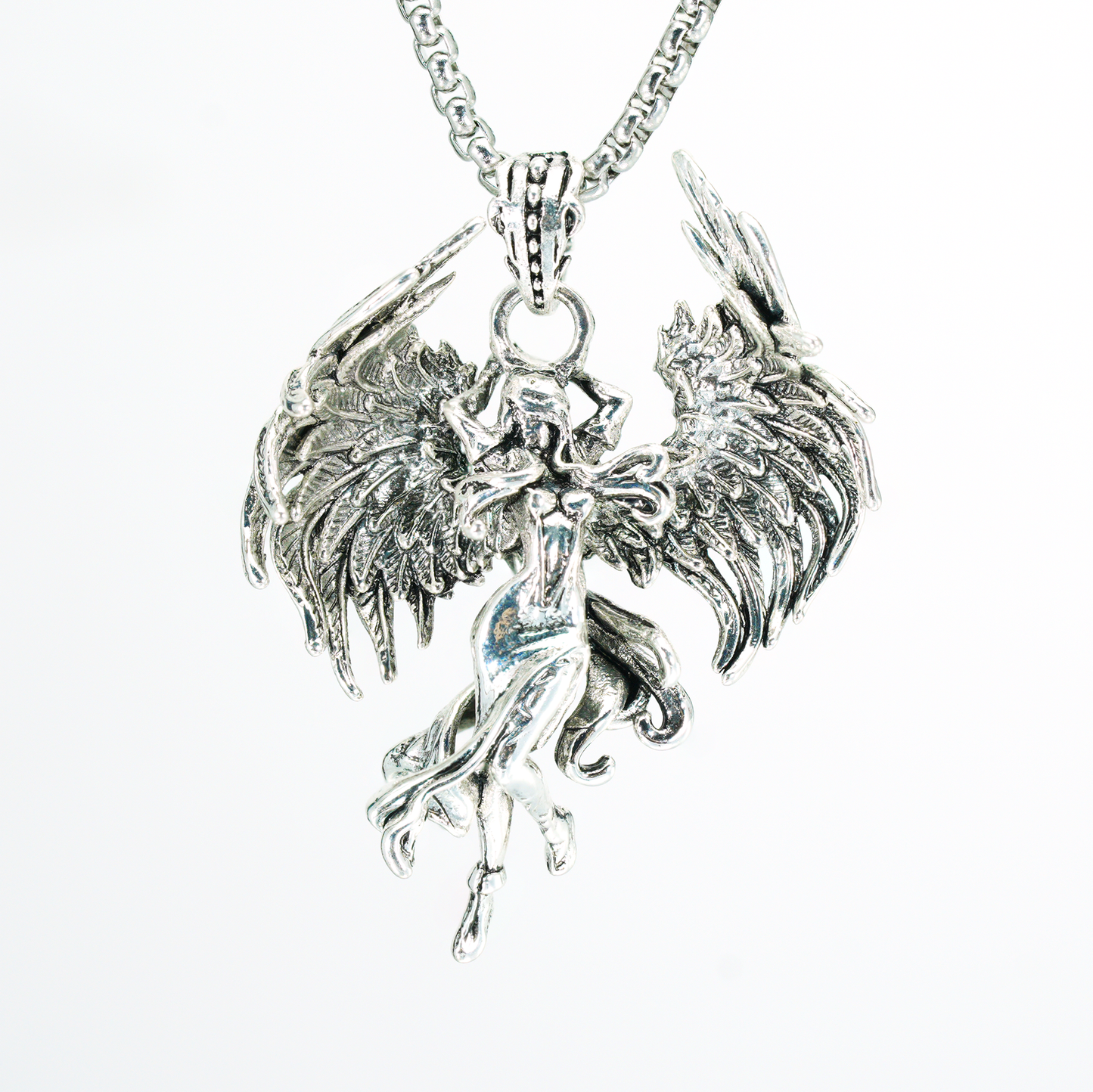Wing Goddess Pendant, Myth-Inspired Winged Necklace, Symbol of Rebirth and Awakening, Artistic Totem Jewelry for Her, Gift Idea