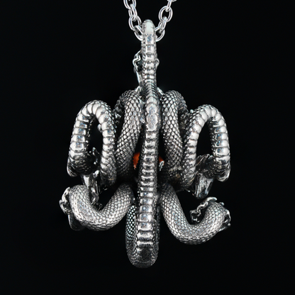 Yamata no Orochi Necklace, Japanese Myth Serpent Pendant, Gothic Fantasy Jewelry