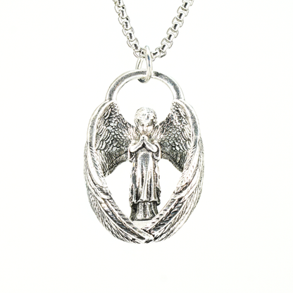 Guardian Angel Pendant, Vintage brass Protective Jewelry, Spiritual Gift