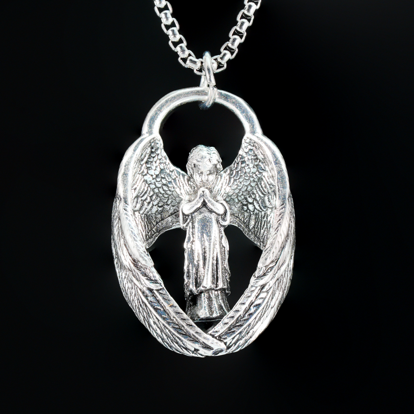 Guardian Angel Pendant, Vintage brass Protective Jewelry, Spiritual Gift