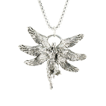 Sechsflügeliger Schutzengel-Anhänger, Gothic-Krieger-Halskette, Fantasy-Schmuck im religiösen Stil